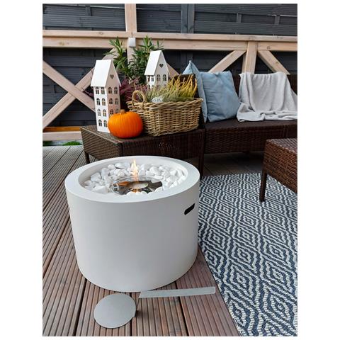 Camino A Bioetanolo Braciere Da Giardino Tondo Per Esterno Interno Rodi Bianco D. 47,5 - Foto 3