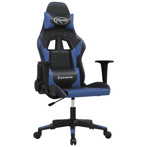 Sedia da Gaming Nera e Blu in Similpelle - Foto 1
