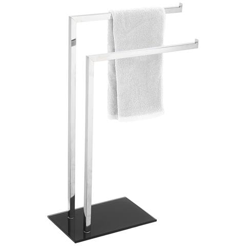 Piantana Portasciugamani Con Base Nera Da Bagno Porta Asciugamani Indipendente - Foto 1