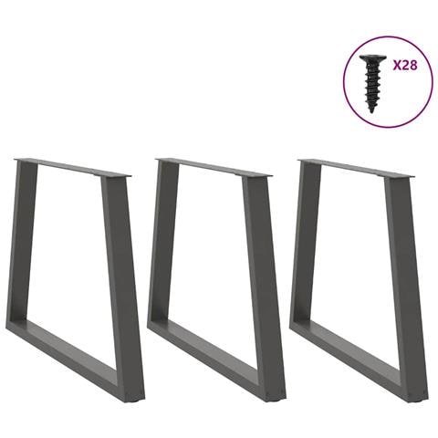 Gambe Tavolo Pranzo A V 3 Pz Antracite 90x(72-73,3)cm Acciaio - Foto 3