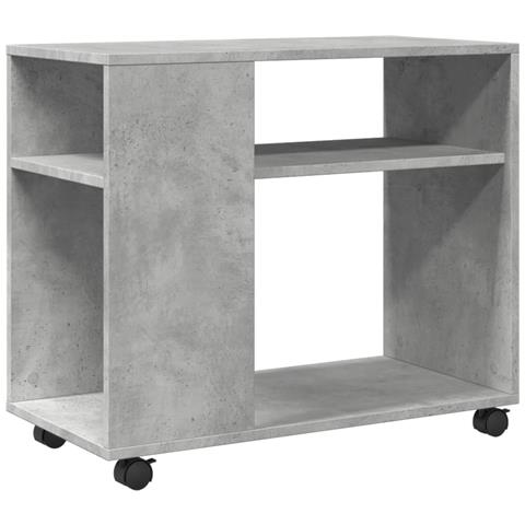 Tavolino Con Ruote Grigio Cemento 70x35x60 Cm In Truciolato - Foto 2