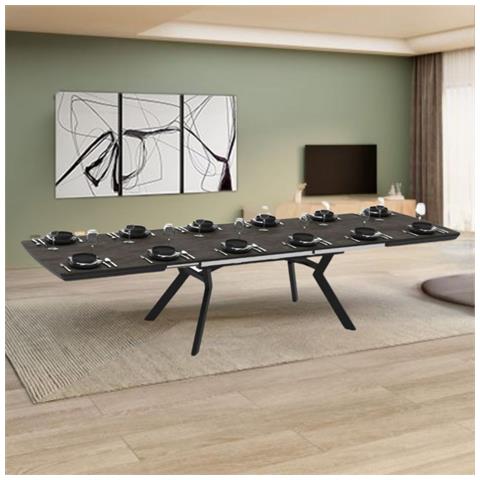 Tavolo Allungabile Robat Piano Effetto Marmo Ardesia Opaco 160x100x76 H Cm. - Foto 1