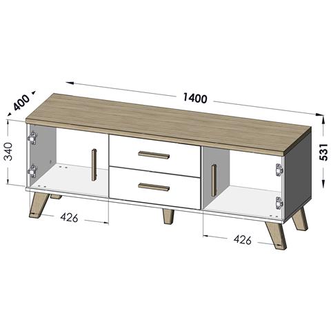 LOTTA TV14 2D2S supporto TV e sistema audio 2 cassetto /cassetti - Foto 2