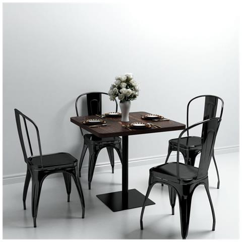 Lusso Casadino -  Tavolo Bistrot Mdf E Acciaio Quadrato 80x80x75 Cm Cenere Scura - Foto 6