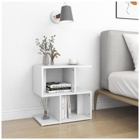 Comodino Bianco 50x30x51,5 Cm In Legno Multistrato - Foto 7