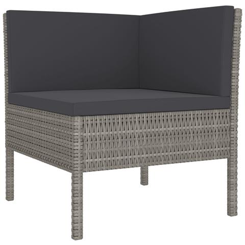 Set Divani Da Giardino 5 Pz Con Cuscini In Polyrattan Grigio - Foto 2