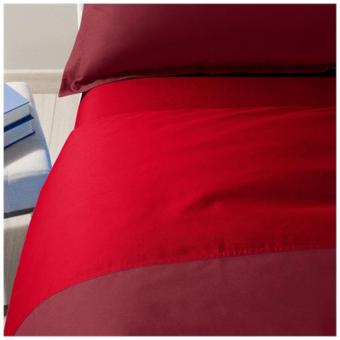 Completo Copripiumino Bicolor In Cotone Colore Bordeaux Misura Matrimoniale - Foto 5