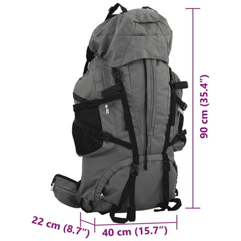 Zaino da Trekking Grigio 100 L in Tessuto Oxford - Foto 8