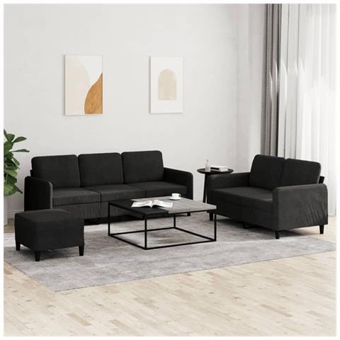 Set di Divani 3 pz Nero in Velluto - Foto 2