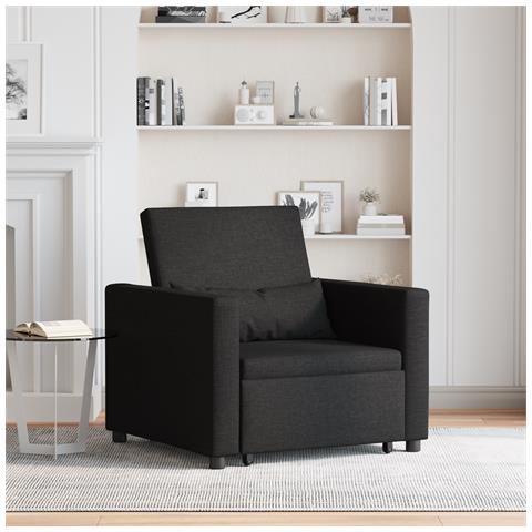 Divano letto singolo 3 in 1 Convertibile in tessuto nero - Foto 2