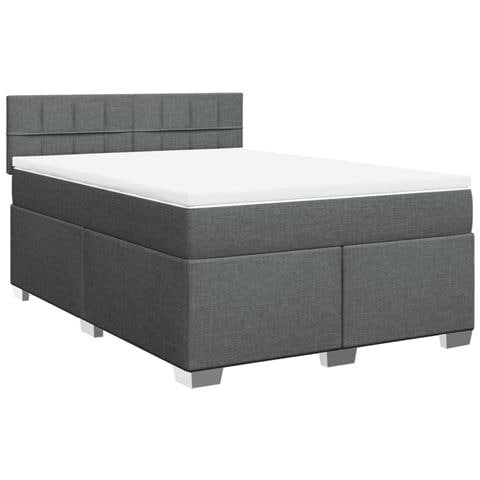 Giroletto a Molle con Materasso Grigio Scuro 160x200 cm Tessuto - Foto 1