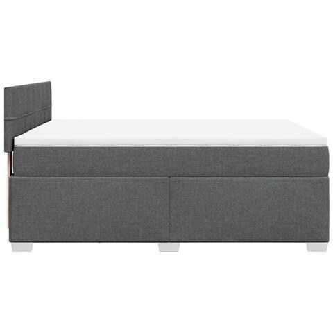 Giroletto a Molle con Materasso Grigio Scuro 160x200 cm Tessuto - Foto 9