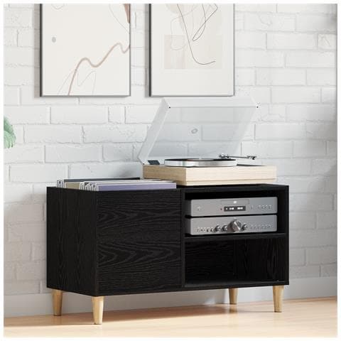 Armadio per dischi  Nero Rovere 84,5x38x48 cm Legno ingegnerizzato - Foto 2