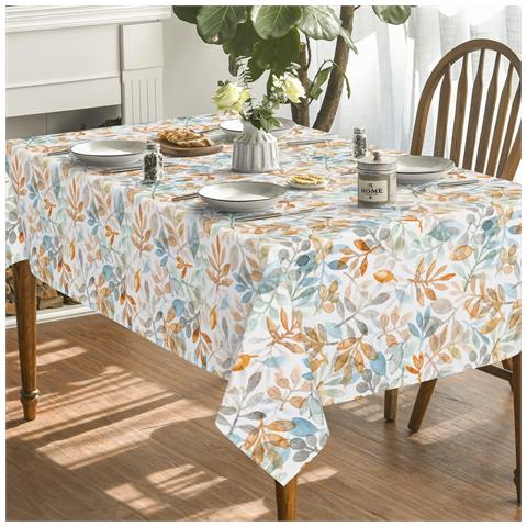 Tovaglia Foglie Blu E Arancioni 130 Cm X 220 Cm - Foto 2