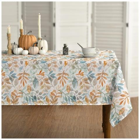 Tovaglia Foglie Blu E Arancioni 130 Cm X 220 Cm - Foto 1
