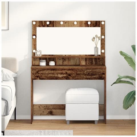 Tavolo da Toeletta con Luci LED - Legno Vintage - 100x41x135 cm - Foto 2