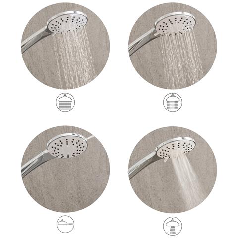 Kit Doccia Con Soffione E Flessibile Churun 4 Funzioni Argento - Foto 2