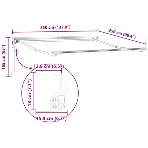Tenda Retrattile Arancione e bianco 350x250 cm Tessuto - Foto 8