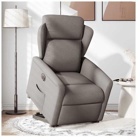 Poltrona Alzapersona Reclinabile Elettrica Tortora in Tessuto - Foto 2