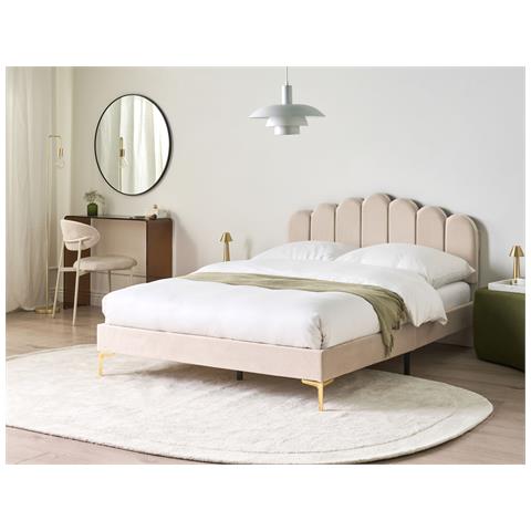 Letto Velluto Sauvian 140 X 200 Cm Beige - Foto 1