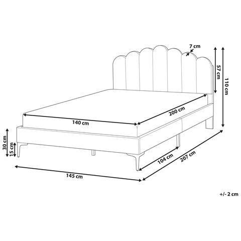 Letto Velluto Sauvian 140 X 200 Cm Beige - Foto 9