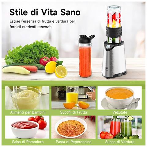 Frullatore Elettrico 500W con Borraccia 570 ml in Acciaio Inossidabile - Foto 2