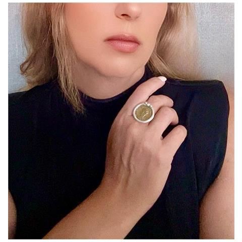 Anello Vintage Con Moneta Mista, Placcato Argento 10µ E Ottone Dorato - Foto 2