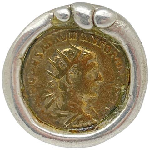 Anello Vintage Con Moneta Mista, Placcato Argento 10µ E Ottone Dorato - Foto 3