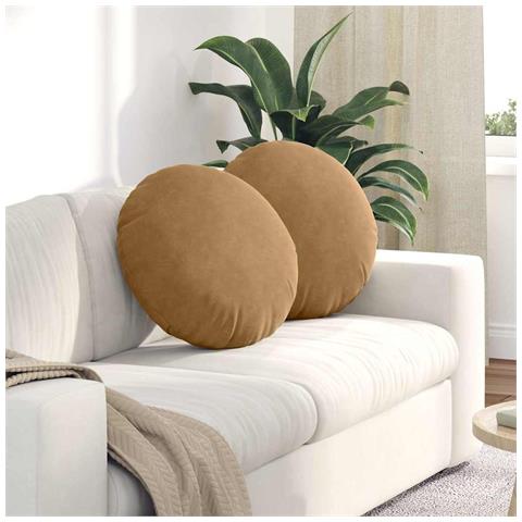 Cuscini per Seduta 2 pcs Marrone Ø50 x 19 cm Velluto - Foto 2