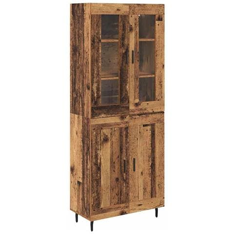 Credenza 2 pcs Legno vecchio Legno Stratificato e Vetro - Foto 1