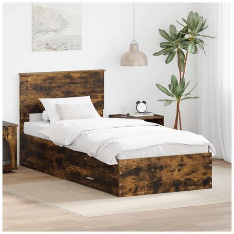 Struttura del letto Rovere fumé 90 x 200 cm Legno multistrato - Foto 2