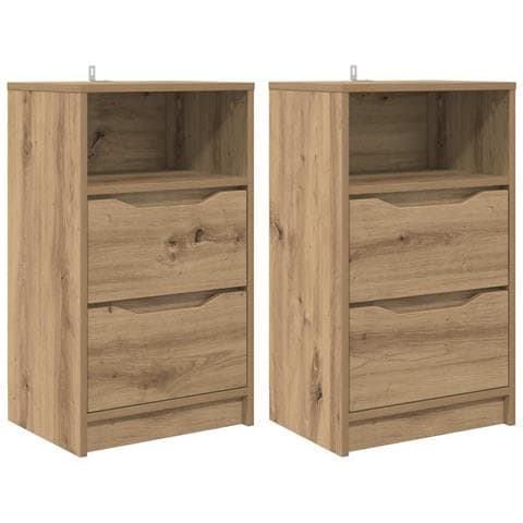 Comodini con cassetto 2 pcs Rovere artigianale 40 x 30 x 467 cm - Foto 1