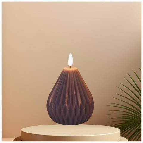 Candela Elettronica A Led Viola Notte Scura Origami A Forma Di Pera - Senza Fiamma E A Batteria - Foto 2