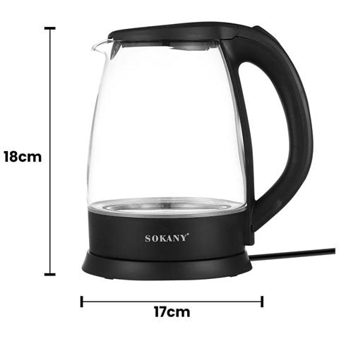 Bollitore Elettrico Da 1500 W In Vetro Da 2 L Con Base Girevole A 360, Nero - Foto 2