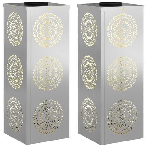 Faro LED solare per sentieri 2 pcs Argento Acciaio zincato - Foto 1