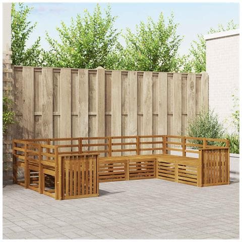 Set divani 9 pcs Naturale Legno di Acacia Massello - Foto 2