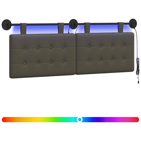Testiera sospesa Con luce LED Grigio Similpelle - Foto 1