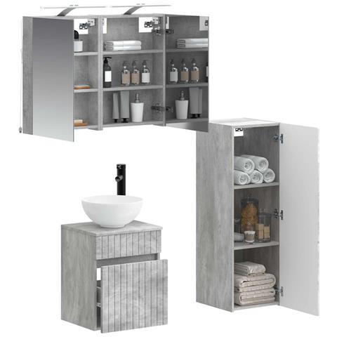 Set di mobili per il bagno 4 pcs Grigio Cemento - Foto 2