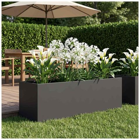 Vaso da giardino Nero 80 x 30 x 30 cm Acciaio laminato a freddo - Foto 2