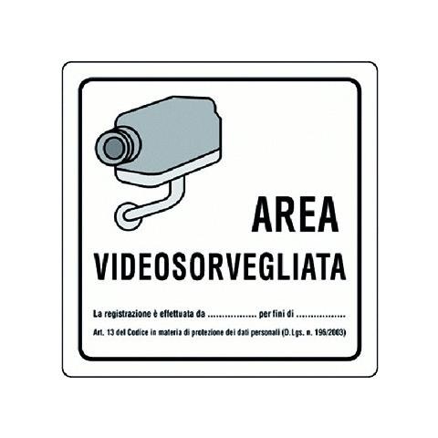 Cartello 'area Videosorvegliata' - Cm 20 X 20 - Foto 2