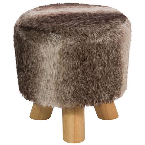 Sgabello Poggiapiedi Ottomano In Pelle Marrone Beige - Topeka - Foto 35