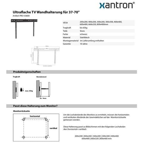 Supporto A Parete Per Monitor Tv 32-70"" Fisso, Ultrapiatto, Pro-ss800 - Foto 3