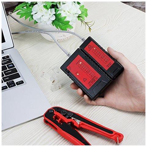 Ethernet Tester Cavo Di Rete Tester Per Cavi Per Rj45 Rj11 Cavo Patch Cavo Tester Tester Lan Rosso-nero - Foto 2