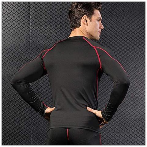 Esecuzione Niksa 2 Manica Lunga Pacchetto Top Mens Strati Di Base Di Compressione Top T-shirt Quick Dry Wicking Athletic Gym Workout Tee Shirts (nero S)  - Foto 2