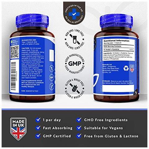 Nac N-acetil-cisteina 600mg - Vegan Amichevole Nac Supplemento - 150 Capsule (5 Mese Dapprovvigionamento) - Made In Uk Da - Foto 4