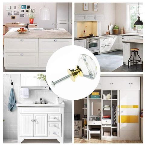 Pomelli A Losanga In Vetro Trasparente / Oro 8 Pz - Foto 10