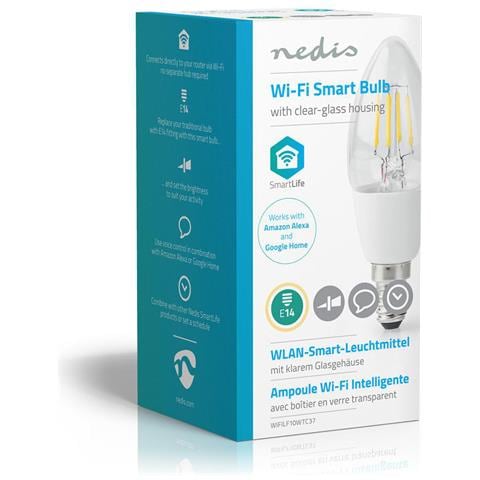 5w 400lm E14 Wi-fi Connected Candela Filamento Lampadina, Trasparente - Foto 2