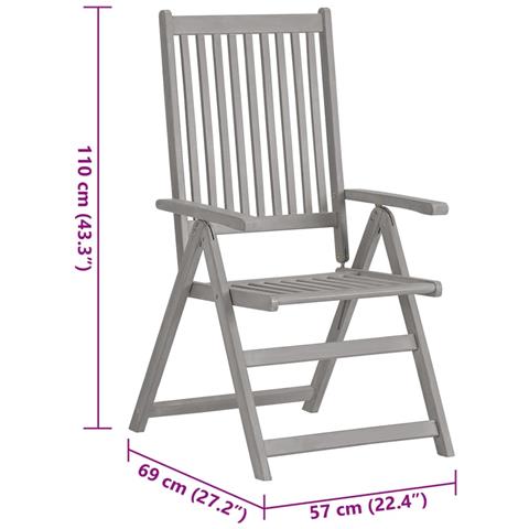 Sedie da Giardino Reclinabili 2pz con Cuscini Massello Acacia - Foto 2