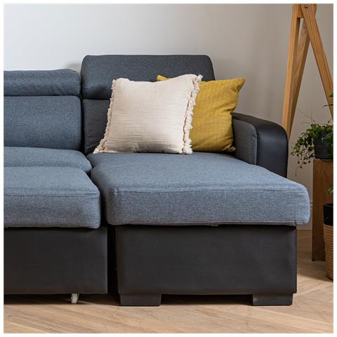 Divano Convertibile A 3 Posti Warren Grigio E Nero - Foto 14