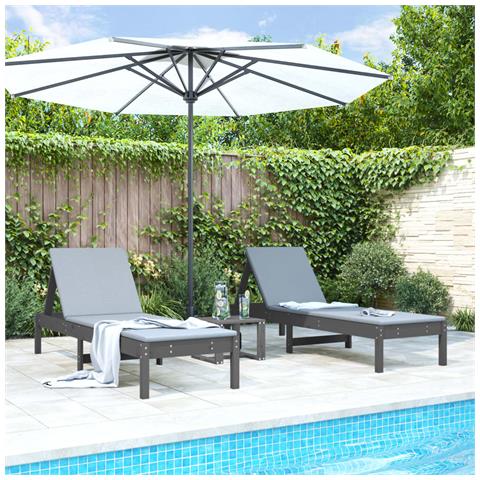 Lettini Prendisole 2pz Grigi 199,5x60x74 Cm Legno Massello Pino - Foto 1